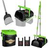 Faankiton Paletta Raccogli Cacca Cani, Cestino Girevole e Rastrello, Raccogli Feci Cane Paletta per Escrementi di Cani, Paletta Regolabile per Cani con 200 sacchetti e Manico Lungo 85cm (Verde Chiaro)