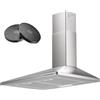 Karienvir Cappa aspirante 60 cm, cappa da incasso, LED, 300 m³/h, filtro antigrasso in metallo, con filtro ai carboni attivi, acciaio inossidabile