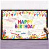 Nezyo Grande Biglietto di Compleanno Colorato, 55 x 35 cm | Biglietto Gigante da Messaggio, Carta con Palloncini Arcobaleno, Torta, senza Busta