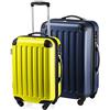 HAUPTSTADTKOFFER - Spree - Set di 2 Valigie Trolley rigido con estensione, ABS, TSA, 4 ruote, 55/65 cm, Giallo-blu scuro