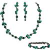 EVER FAITH Set di Gioielli in Cristallo per la Sposa, splendido di Orecchini Bracciale con Strass Foglia Collana Marquise Rotondad per Donna Verde Nero-Fondo