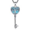 CELESTIA Collana Albero Della Vita Donna Ciondolo Chiave Argento 925 con Turchese e Catena Regolabile Acciaio Inossidabile, Regalo Mamma, Regalo Nonna, Regali Compleanno Donna