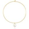 KOOUNUATA Collana a ciondolo di perla piatta 18K placcato oro in filo duro Choker Cuff collana per le donne
