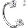 Melighting Piercing per naso a ferro di cavallo, 20 g, senza filo, piercing per labbro, in acciaio inossidabile 316L, anello per setto nasale, doppia gemma, orecchini per elica, 7/8/9 mm, 20G 8MM
