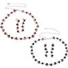 GOMAKERER 2 set di gioielli in cristallo argentato da donna, collana e orecchini pendenti in strass 2 colore rosso e nero con diamanti imitazione per regalo di nozze di compleanno
