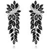 Clearine Sposa Long Goccia Orecchini Marquise Cluster pendenti per Donne Bridesmaid Matrimonio Guest Nero Argento-fondo