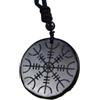 AB Viking Crafts Ciondolo in shungite della Carelia, amuleto in pietra naturale da 3,5 cm, con simboli spirituali, cinturino in cotone regolabile (fino a 80 cm) e scatola portagioie, 3,5 cm + 40 bis