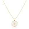 Tewiky Collana a dischi stratificati, placcata in oro 18 carati, doppio labbro, collana di perle satellitari, per donne e ragazze, 17 inches (with extension), Oro, Zirconie sintetico