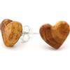 NaturSchatulle Orecchini in legno da donna, a forma di cuore, 12 mm, in legno di prugna, in argento 925