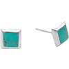 Silverly Orecchini a Bottone in Argento Sterling con Turchese Quadrato da 7mm per Donna | Piccoli Orecchini Turchesi in argento 925 | Semplici Orecchini con Pietre Preziose Blu-verdi