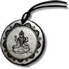 AB Viking Crafts Ciondolo in shungite della Carelia, amuleto in pietra naturale da 3,5 cm, con simboli spirituali, cinturino in cotone regolabile (fino a 80 cm) e scatola portagioie, 3,5 cm + 40 bis