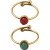 GOMAKERER 2 anelli da dito in 2 colori, placcati in oro, 17,5 mm, regolabili, resistenti all'ossidazione, in acciaio inox, rosso, verde, vintage, per la creazione di gioielli da donna