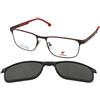 Carrera CA 8921/C BLX/UC | Occhiali da Vista con Clip da Sole | Prova Online | Metallo | Rettangolari | Nero, Rosso | Adrialenti