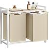 VASAGLE Cesto Portabiancheria, Porta Bianc 92L Beige Cappuccino + Beige Naturale