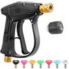 Worshow Idropulitrice corta, 300 bar, 4350 PSI, pistola idropulitrice con 7 ugelli per K1-K7, 1 connettore per tubo, ingresso acqua M22-10mm a 1/4 Collegare per la pulizia e l'irrigazione del
