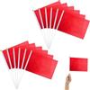 KARELLS Bandiere a Manovella,Piccola Bandiera,Bandiere Tenute a Mano,Mini Bandiere,Bandiera Vuoto con Bastoncini di Plastica,per Festa,Parate,Giochi di Calcio,Decorazioni per Bar,12PC(Rosso)
