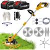 BUIOXMNO Tagliaerba a batteria con batteria e spazzola per erbacce, batteria con batteria da 2 x 4,0 Ah, batteria decespugliatore, telescopica, rotazione di 90°, per rasatura e cespuglio