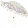 PHQCIV Ombrellone da Giardino Bianco 2M, Ombrellone da Spiaggia con Frange macramè Bohémien - Ombrellone da Terrazza Inclinabile E Regolabile in Altezza, per Piscina, Balcone, Spiaggia E Esterna