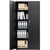 LAND·VOI Armadio in Acciaio 5 Ripiani con Serratura Ripiani Regolabili Ante a Doppia Porta Armadio per Ufficio Mobile in Metallo per Ufficio Garage Cucina Officina 80×40×181.5 cm Nero