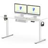 FLEXISPOT Scrivania Regolabile in Altezza 140×60 cm - con 2 Ganci, Portabicchieri e Gestione Cavi, 4 Memorie, Scrivania Ergonomica per Ufficio e Casa
