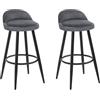 WOLTU Sgabelli Cucina Set di 2, Sgabello da Bar Alti con Piedini Regolabili e Poggiapiedi, per Isola cucina, Bistrot, Sedie Alte Velluto, Struttura in Metallo, Grigio scuro