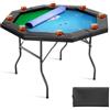 VEVOR Tavolo da Poker Pieghevole, Tavolo per Gioco di Società 8 Giocatori Forma Ottagonale 1220 mm con Sponde Imbottite Portabicchieri, Gambe in Feltro Metallo per Feste Gioco di Carte