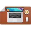 DOBAOJIA Tappetino per Mouse Grande, Mouse Pad Sottomano da Ufficio, Laptop Tappetino, Tappetino Scrivania, Tappetino Scrittura, Uso Doppio Lato Simipelle PU 60 x 35cm Marrone/Grigio