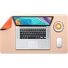 DOBAOJIA Tappetino per Mouse Grande, Mouse Pad L, DOBAOJIA Sottomano da Ufficio, Laptop Tappetino, Tappetino Scrivania, Tappetino Scrittura, Uso Doppio Lato Simipelle PU 60 x 35cm Beige/Arancione
