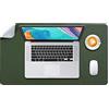 DOBAOJIA Tappetino per Mouse Grande, Mouse Pad Sottomano da Ufficio, Laptop Tappetino, Tappetino Scrivania, Tappetino Scrittura, Uso Doppio Lato Simipelle PU 60 x 35cm (Verde Scuro/Grigio)