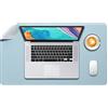 DOBAOJIA Tappetino per Mouse Grande, Mouse Pad Sottomano da Ufficio, Laptop Tappetino, Tappetino Scrivania, Tappetino Scrittura, Uso Doppio Lato Simipelle PU 60 x 35cm GAzzurro/Argento
