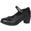 Generisch Ballerine da donna con tacco e cinturino, Mary Jane, scarpe basse da donna, con tacco a blocco, scarpe slip-on e slip-on, Nero , 42 EU