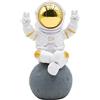 Oooct Statua astronauta decorativa, statuetta astronauta in resina, simpatica mini figura spaziale, scultura decorativa estetica astratta per casa, ufficio, scrivania, mensola da tavolo, 10 cm