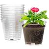 Qualoramall Set di 8 vasi trasparenti da vivaio da 10 cm, con fori di drenaggio e vassoi, in plastica trasparente, per orchidee, piante grasse, giardinaggio interno ed esterno