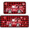 ThrenodyToy Set Di Tappeti Da Cucina Per San Valentino,Zerbino Di San Valentino,Impermeabili, Per Ufficio e Lavanderia,Decorazione Per Interni Ed Esterni, Fondo In Gomma, Lavabili, Resistenti,2pcs (red3)
