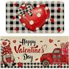 ThrenodyToy Set Di Tappeti Da Cucina Per San Valentino,Zerbino Di San Valentino,Impermeabili, Per Ufficio e Lavanderia,Decorazione Per Interni Ed Esterni, Fondo In Gomma, Lavabili, Resistenti,2pcs (red1)
