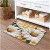 Generic Tappetino da bagno con margherite primaverili, ad asciugatura rapida, motivo floreale giallo vintage, assorbente, antiscivolo, in memory foam, lavabile, per bagno, WC, decorativo, 50 x 81 cm