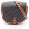 CELINE Borsa a tracolla CELINE Folco Medium Triomphe tela pelle nero marrone NUOVA d...