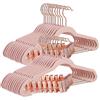 SONGMICS Grucce Pantaloni con Pinze, 24 Pezzi, 42 cm, Appendini con Pinze Regolabili e Gancio Color Oro Rosa, Appendiabiti in Velluto Antiscivolo, Salvaspazio, per Gonne, Rosa Chiaro CRF14PK24