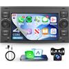 Rimoody 2G+64G Autoradio Android per Ford Transit Fiesta Focus Galaxy Mondeo C-Max S-Max Connect, 7 HD Schermo Tactile Stereo Auto co Carplay Android Auto Wireless GPS WiFi USB Bluetooth FM RDS EQ