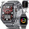 ESFOE Smartwatch Uomo(2 Cinturini),1,96" AMOLED Orologio Smartwatch Militare,100+ Modalità Sport IP68 impermeabile 380mAh Notifiche Whatsapp Cardiofrequenzimetro Contapassi Fitness Tracker Android iOS