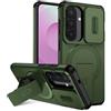 Belzsxy custodia per Samsung Galaxy S26/Samsungy S26 con ring stand magnetico, cover militare antiurto con protezione fotocamera scorrevole compatible with MagSafe ricarica wireless verde