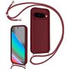 Coalbooliy Cover per Google Pixel 10 con Cordino per Cellulare, Custodia Silicone con Regolabile Collana Sottile Morbida Case Protezione della fotocamera Antiurto con Necklace, Bordeaux