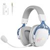RK ROYAL KLUDGE Cuffie da gioco HG103, 2,4 GHz/BT/cablate, bianche