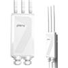 PLERY WiFi 7 Ripetitore WiFi Potente Esterno,BE3600 Dual Band IP66 Outdoor Access Point con Antenne Rimovibili, POE/DC, Lunga Portata Supporto 4 Modalità, 1Wan / 2LAN Porte Gigabit, MU-MIMO