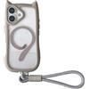 Emlivi Custodia magnetica per iPhone 17 Pro Max, trasparente, con bracciale, con orecchie di gatto 3D, morbido silicone TPU, con catena per iPhone 17 Pro Max, grigio