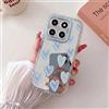 HAONANDE Custodia Specchio per Motorola Moto G77/G67 5G con Zebra Stripe Onde & Simpatico Cuore Lucky Pattern, Cover Trasparente Lucida Donna Ragazza, Antiurto Blu