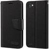 Shantime Custodia Portafoglio Flip in Tessuto Oxford Compatibile con LG Q6 Plus, Cover Protettiva Magnetica con Slot Carte e Supporto(Nero)