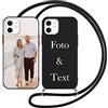 Yoedge Cover con Cordino per Apple iPhone 12/12 Pro Personalizzata 6,1,Custodia con Laccio Collana Custodie Personalizzabile con Foto Testi Immagine Personalizzate Nero Custom per iPhone 12 Pro Case