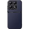 Kepuch Cover per Xiaomi 14T Pro - Custodia Case Piastra Metallica Incorporata Litchi Grano - Blu
