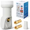 hb-digital Single LNB (test molto buono) LNC testa 1 partecipante diretto LTE Protected satellite digitale Full HD TV 3D 4K UHD contatti dorati protezione dalle intemperie bianco + 2 connettori a